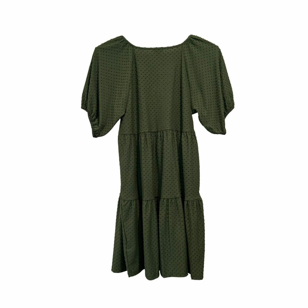 ✨J.Crew Size M Women's Casual Green Textured Short Sleeve Dress ✨ - Picture 2 of 8